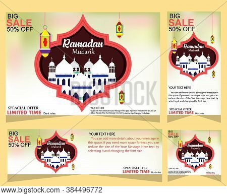 Ramadan Kareem Colorful Sale Banner For Advertisement Vector Template