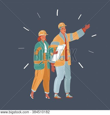 Vector Illustration Of Repair, Building And Home Concept - Smiling Couple Renovating New Home Togeth