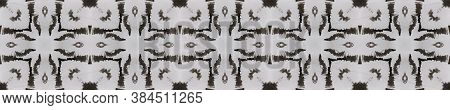 Tibetan Fabric. Repeat Tie Dye Ornament. Ikat Turkish Print. Abstract Shibori Print. Black, White, G