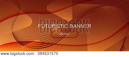 Curve Fluid Flow. Orange Gradient Landing Page. 3d Abstract Shape. Digital Texture. Yellow Fluid Flo