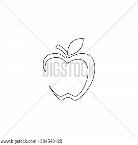 One Continuous Line Drawing Whole Healthy Organic Apple For Orchard Logo Identity. Fresh Nutritious 