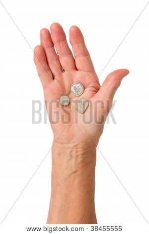 Very Old Surinam Money In The Hands Of An Old Woman