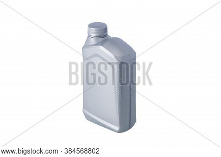 Grey One-litre Bottle With Engine Oil, Isolate