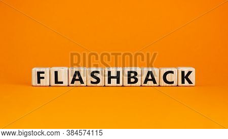 Wooden Cubes With Word 'flashback'. Beautiful Orange Background. Business And Educational Concept. C