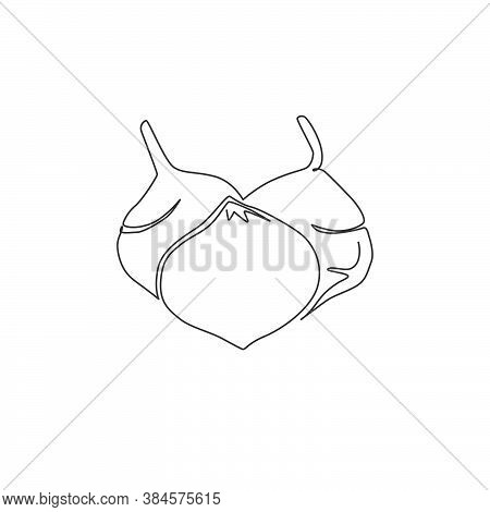 One Continuous Line Drawing Of Whole Healthy Organic Jicama For Orchard Logo Identity. Fresh Turnip 