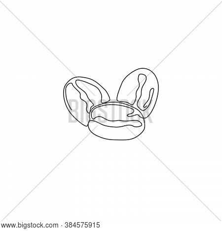 One Continuous Line Drawing Whole Healthy Organic Coffee Bean For Restaurant Logo Identity. Fresh Ar