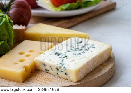 Cheese Collection, French Fol Epi  Cheese With Many Little Holes, Etorki, Tomme Noire Des Pyrenees A