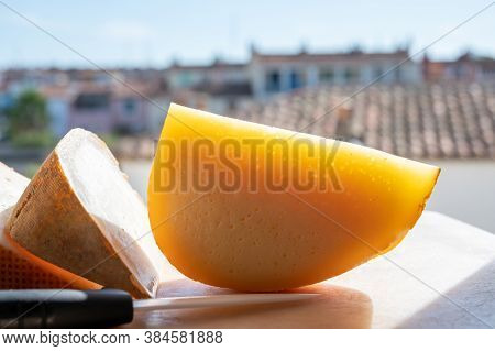 Cheese Collection, French Fol Epi  Cheese With Many Little Holes, Etorki, Tomme Noire Des Pyrenees A