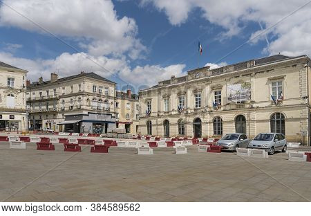 Sable Sur Sarthe, France, July 2019 - The Town Hall In The Town Of Sable Sur Sarthe, France