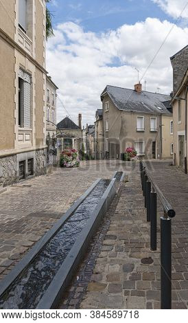 Sable Sur Sarthe, France, July 2019 - Street View Of The Town Of Sable Sur Sarthe, France