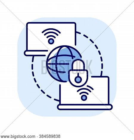 Private Wan Blue Rgb Color Icon. Secure Home Network. Safe Global Internet Connection For Remote Off