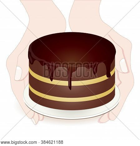 Cake In Two Hands Sketch Art Design Elements Colorful Hand Stock Vector Illustration For Web, For Pr