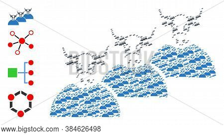 Vector Livestock Herd Collage Is Made Of Randomized Recursive Livestock Herd Elements. Recursive Col