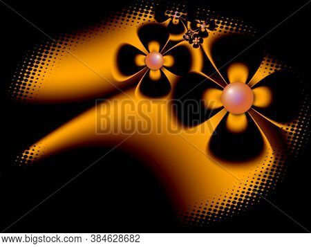 Fractal Image, Beautiful Template For Inserting Text. Floral Template With Place For Text. Graphic D