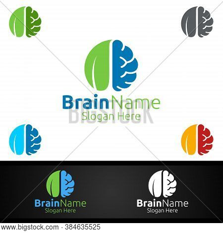 Eco Brain Logo With Think Idea Concept Design