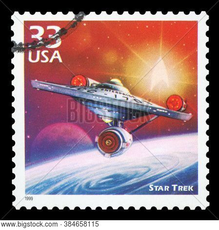 United States Of America, Circa 1999: A Postage Stamp Printed In Usa Showing An Image Of A Star Trek