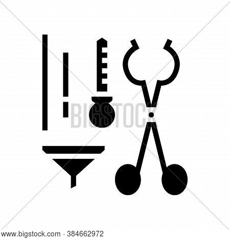 Funel Tongs Dropper Tools Glyph Icon Vector. Funel Tongs Dropper Tools Sign. Isolated Contour Symbol