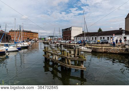Stralsund, Germany - July 31, 2019: View Of The Harbour. Stralsund Old Town Is A Unesco World Herita