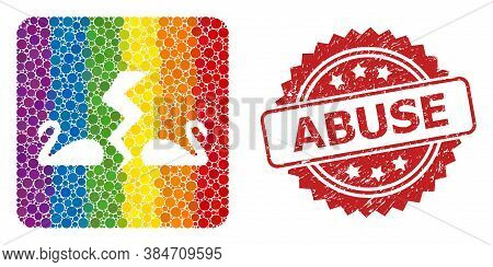 Divorce Swans Collage Icon Of Round Spots In Variable Sizes And Rainbow Colored Color Tints, And Abu