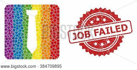 Tie Collage Icon Of Circle Items In Various Sizes And Lgbt Colored Color Hues, And Job Failed Corrod