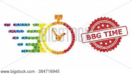 Time Mosaic Icon Of Spheric Blots In Various Sizes And Lgbt Colored Color Tinges, And Bbg Time Dirty