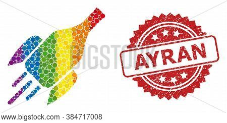 Rocket Wine Bottle Mosaic Icon Of Filled Circle Dots In Different Sizes And Spectrum Colored Color T