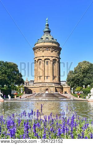 Mannheim, Germany - September 2020: Water Tour Called 'wasserturm', Landmark Of German City Mannheim