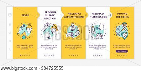 Vaccination Contraindications And Precautions Onboarding Vector Template. Immunization Campaign Resp