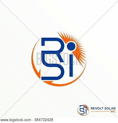 Sun Logo. Arrow Design. Rsi Font. Solar Cell Or Solar Panel