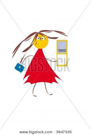 Pige med mobiltelefon.