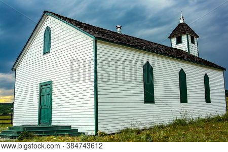 Historic Mcdougal Church, First In Alberta. Morley, Alberta, Canada.