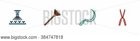 Set Automatic Irrigation Sprinklers, Garden Rake For Leaves, Sickle And Gardening Handmade Scissor I