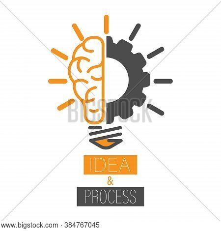 Idea And Progress. The Human Brain And The Cog. Editable Vector Illustration For Website, Booklet, P