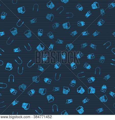 Set Cup Of Tea And Leaf, Iv Bag, Fresh Smoothie And Jump Rope On Seamless Pattern. Vector