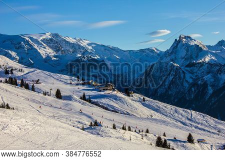View Of A Ski Slope Above Champagny-en-vanoise, French Alps