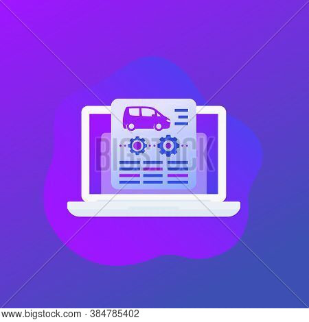 Car Diagnostics With Computer Vector Icon, Eps 10 File, Easy To Edit