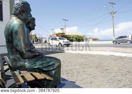 Salvador, Bahia / Brazil - March 18, 2013: Life-size Sculpture Of Jorge Amado, Zelia Gattai And His 