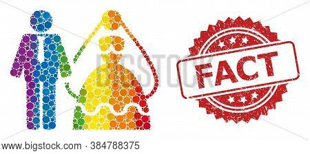 Bride And Groom Collage Icon Of Circle Dots In Different Sizes And Lgbt Bright Color Tints, And Fact