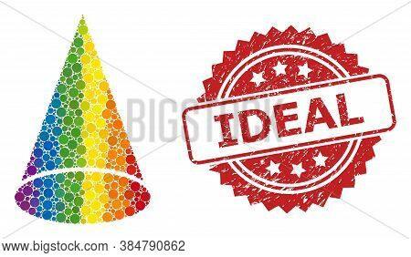 Cone Figure Collage Icon Of Round Spots In Variable Sizes And Lgbt Colorful Color Hues, And Ideal Ru