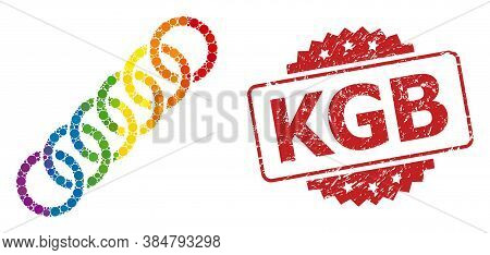 Circle Chain Collage Icon Of Round Items In Various Sizes And Rainbow Colored Color Tones, And Kgb C