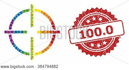 Target Collage Icon Of Spheric Items In Various Sizes And Rainbow Colored Color Hues, And 100.0 Scra