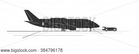 Military Transport Aircraft Towing. Isolated On Background. Vector Illustration