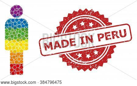 Person Collage Icon Of Filled Circle Dots In Different Sizes And Lgbt Multicolored Color Tinges, And