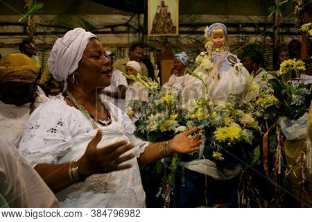 Santo Amaro, Bahia / Brazil - May 13, 2007: Candomble Members Are Seen During A Religious Demonstrat