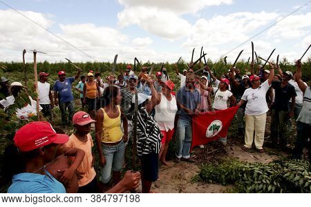 Eunapolis, Bahia / Brazil - April 21 2010: Members Of The Landless Movement - Mst - Are Seen During 