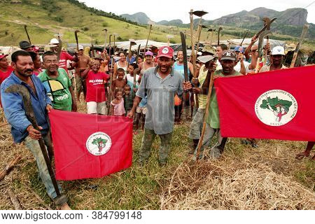 Porto Seguro, Bahia / Brazil - December 26, 2007: Members Of The Landless Movement - Mst - Are Seen 