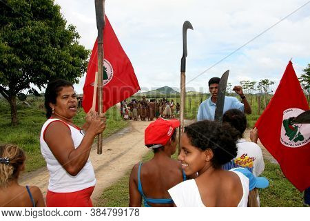 Porto Seguro, Bahia / Brazil - December 26, 2007: Members Of The Landless Movement - Mst - Are Seen 