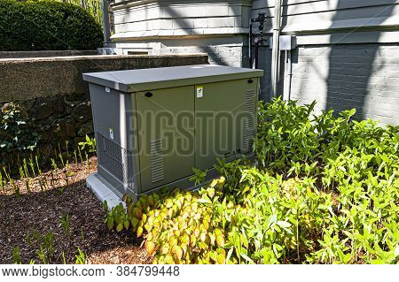 Newbury, Usa - May 10, 2017: Residential Standby Generator