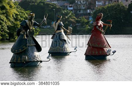 Salvador, Bahia / Brazil - May 23, 2015: Orixas Sculptures Are Seen At The Tororo Dike In Salvador
