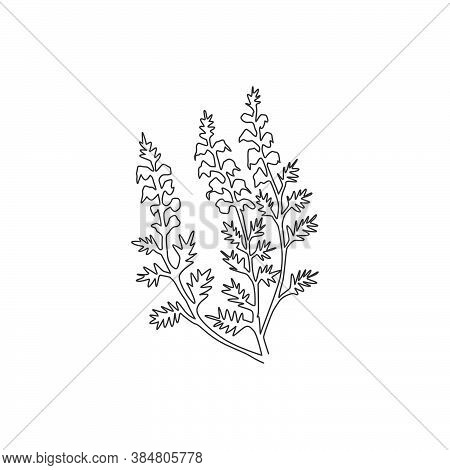 One Continuous Line Drawing Of Beauty Fresh Common Heather For Home Decor Wall Art Poster Print. Dec